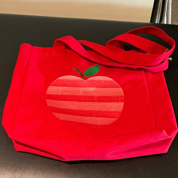 Vibrant Red Apple Lined Tote Bag - Picture 7 of 7